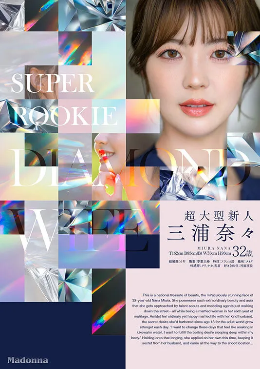 ダイヤモンド新人 三浦奈々 32歳 AV DEBUT 100カラットの美顔、美しく淫らに輝く―。